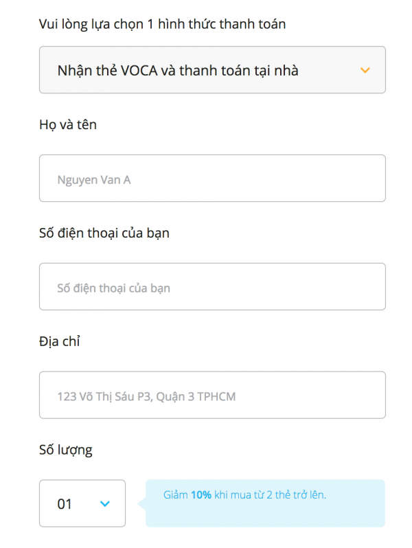 Mua thẻ VOCA