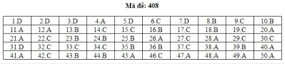 Đáp án đề thi môn tiếng Anh THPT Quốc gia 2019 mã đề 408