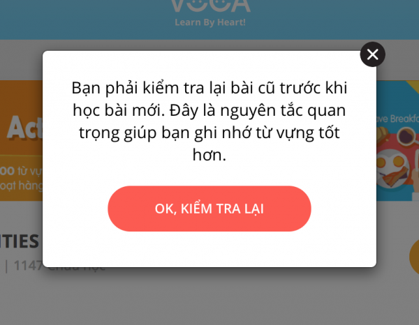 Nhắc nhở ôn tập cùng VOCA