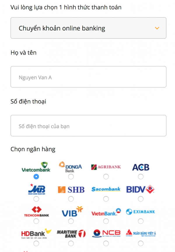 Thanh toán Online Banking