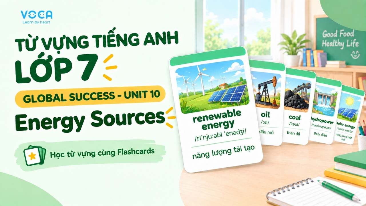 Từ vựng tiếng Anh lớp 7 Global Success Unit 10: Energy Sources