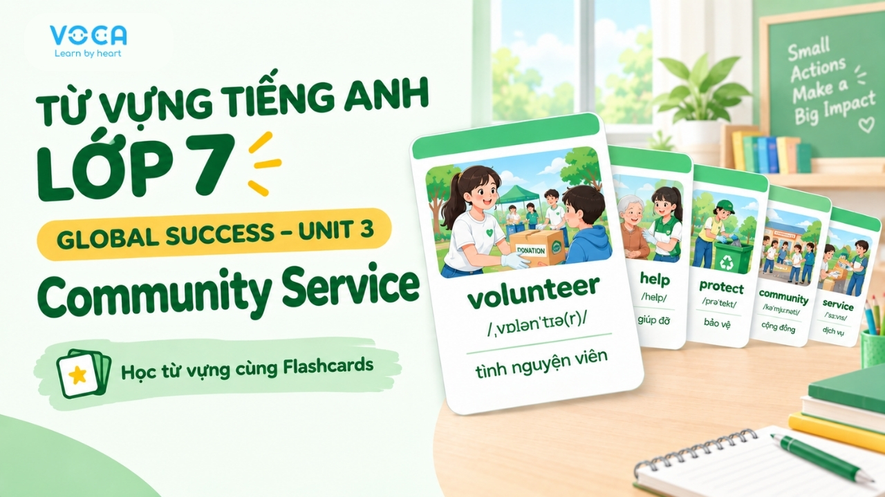 Từ vựng tiếng Anh lớp 7 Global Success Unit 3: Community Service